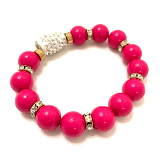 Fashion Style Pink Bracelet with Gold/Diamond design