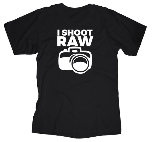 I Shoot RAW black t-shirt