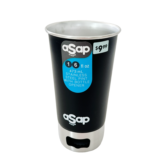 Stainless Steel 16 oz Cup ASAP Simple with Bottle Opener Black