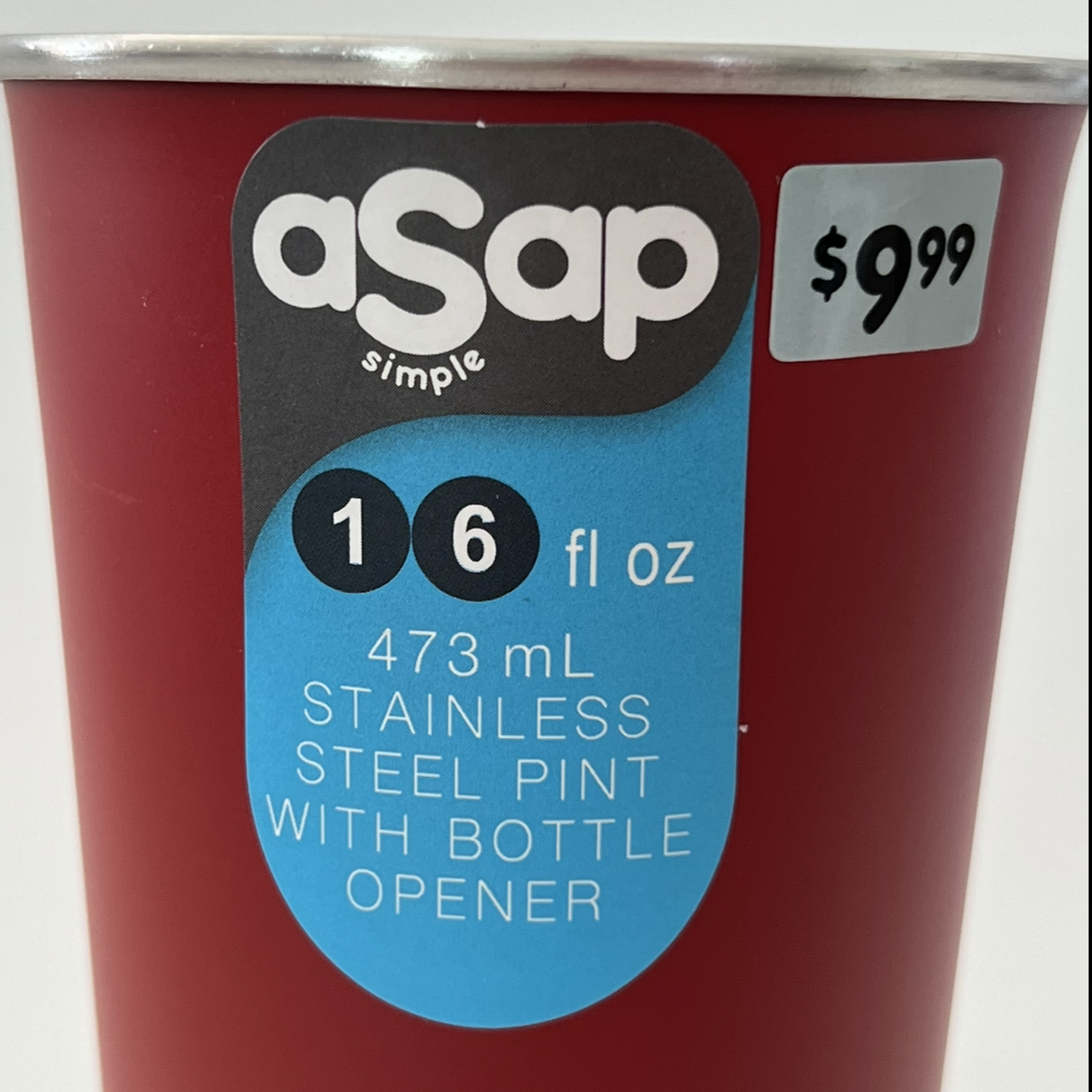 Stainless Steel 16 oz Cup ASAP Simple with Bottle Opener 473 mL Red