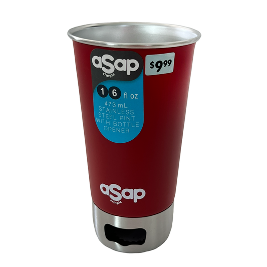 Stainless Steel 16 oz Cup ASAP Simple with Bottle Opener 473 mL Red