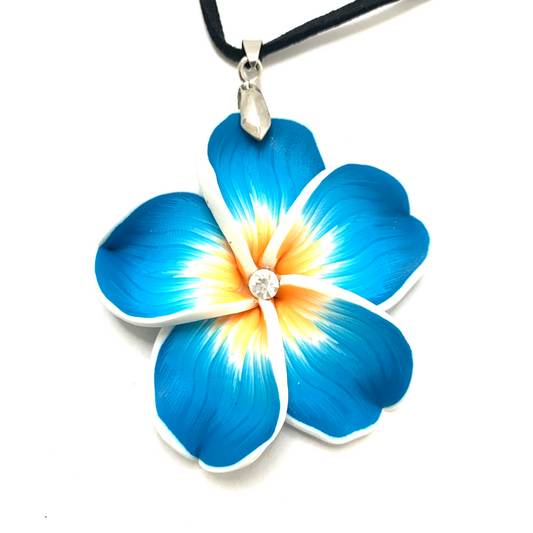 Hibiscus Flower Blue Necklace. Hawaiian inspired necklace.